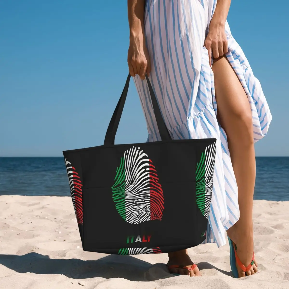 Vintage Italy Flag Car Italian Pride Beach Tote Bag Sport Gym Yoga Duffle Large Tote Bag Women Travel Bag Fitness bag