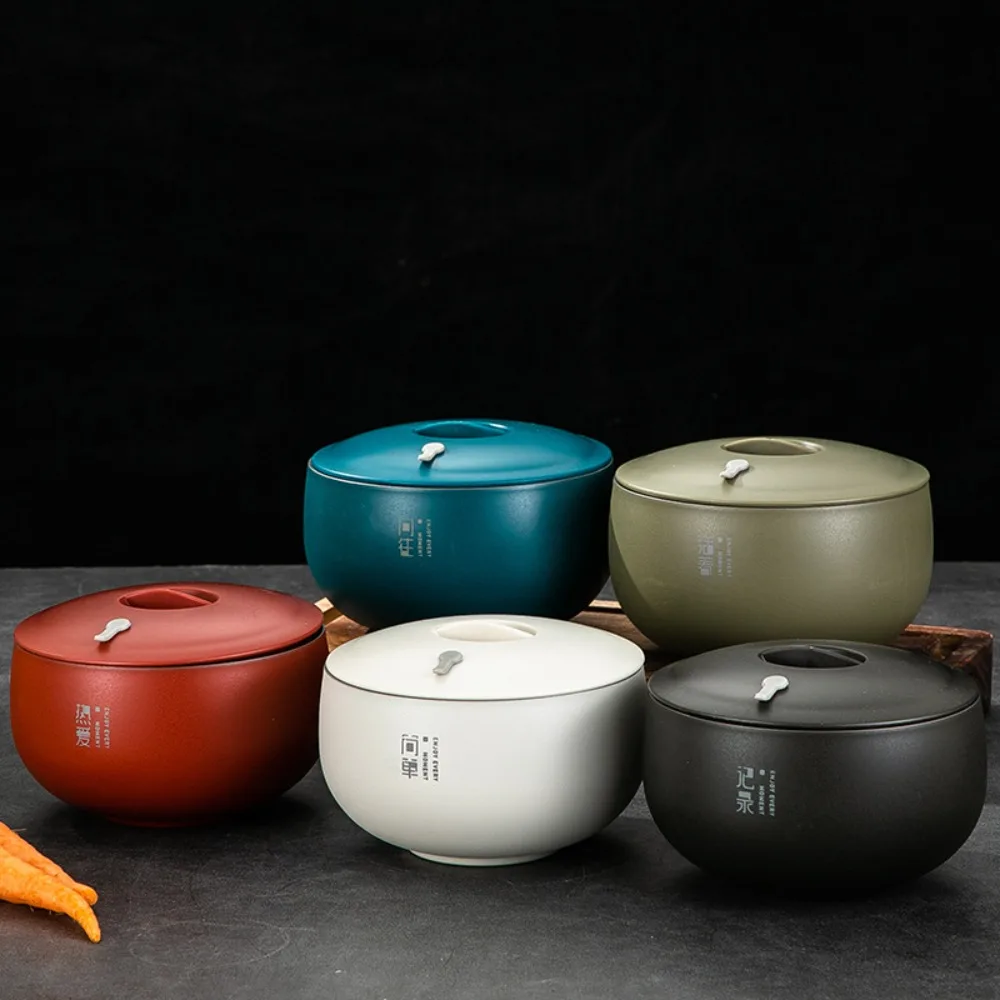 وعاء رامين ياباني بسيط بطبقة مزدوجة من الفولاذ المقاوم للصدأ مع غطاء وعاء الحساء حاوية طعام معزولة للحرارة أوعية سلطة الفاكهة