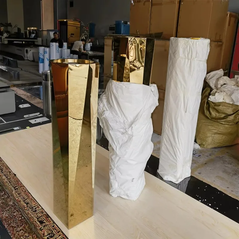 

Высокий (110 см) цветочный горшок из нержавеющей стали золотого цвета, современный дизайн, напольная ваза для дома, большой садовый горшок, металлический цветочный горшок.