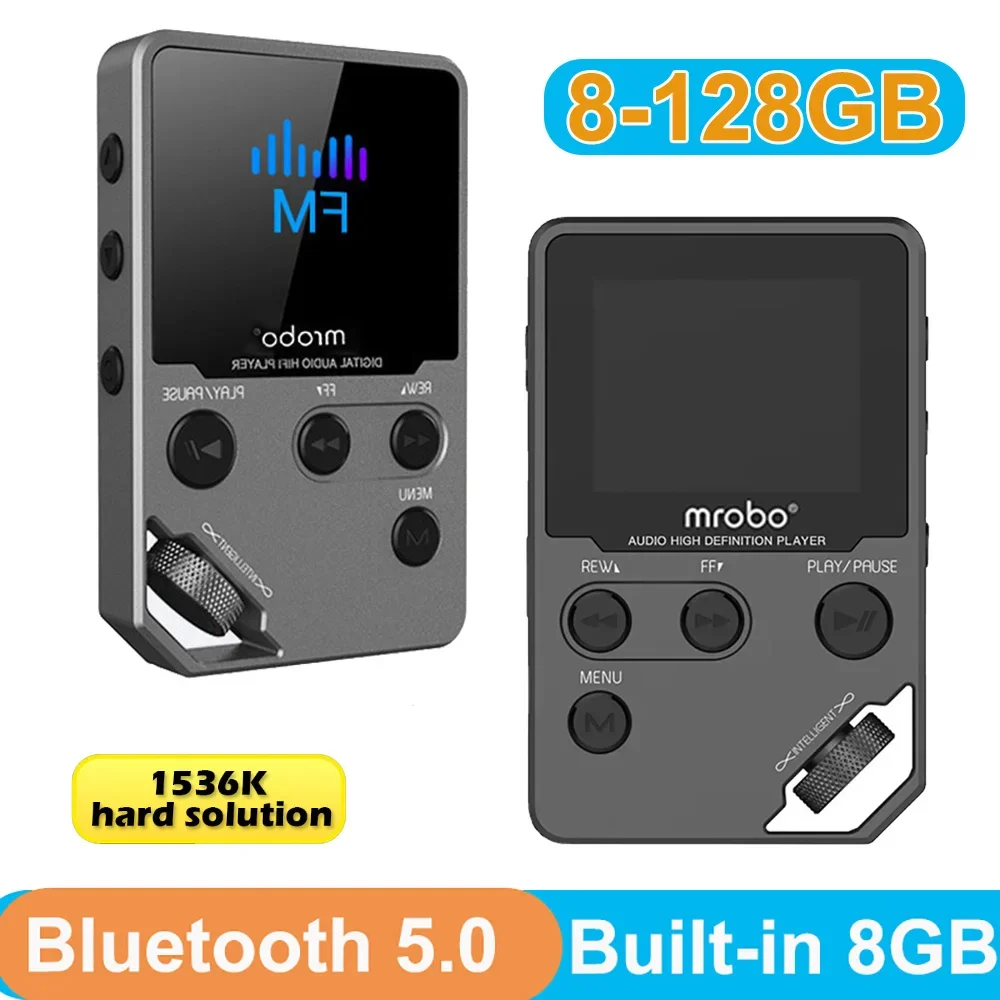 Hi-Fi Bluetooth MP3 Player Built In 8GB DAC DSD Track-wheel Sports 60Hr Long Time FM Radio Recorder Video MP3 Music Player