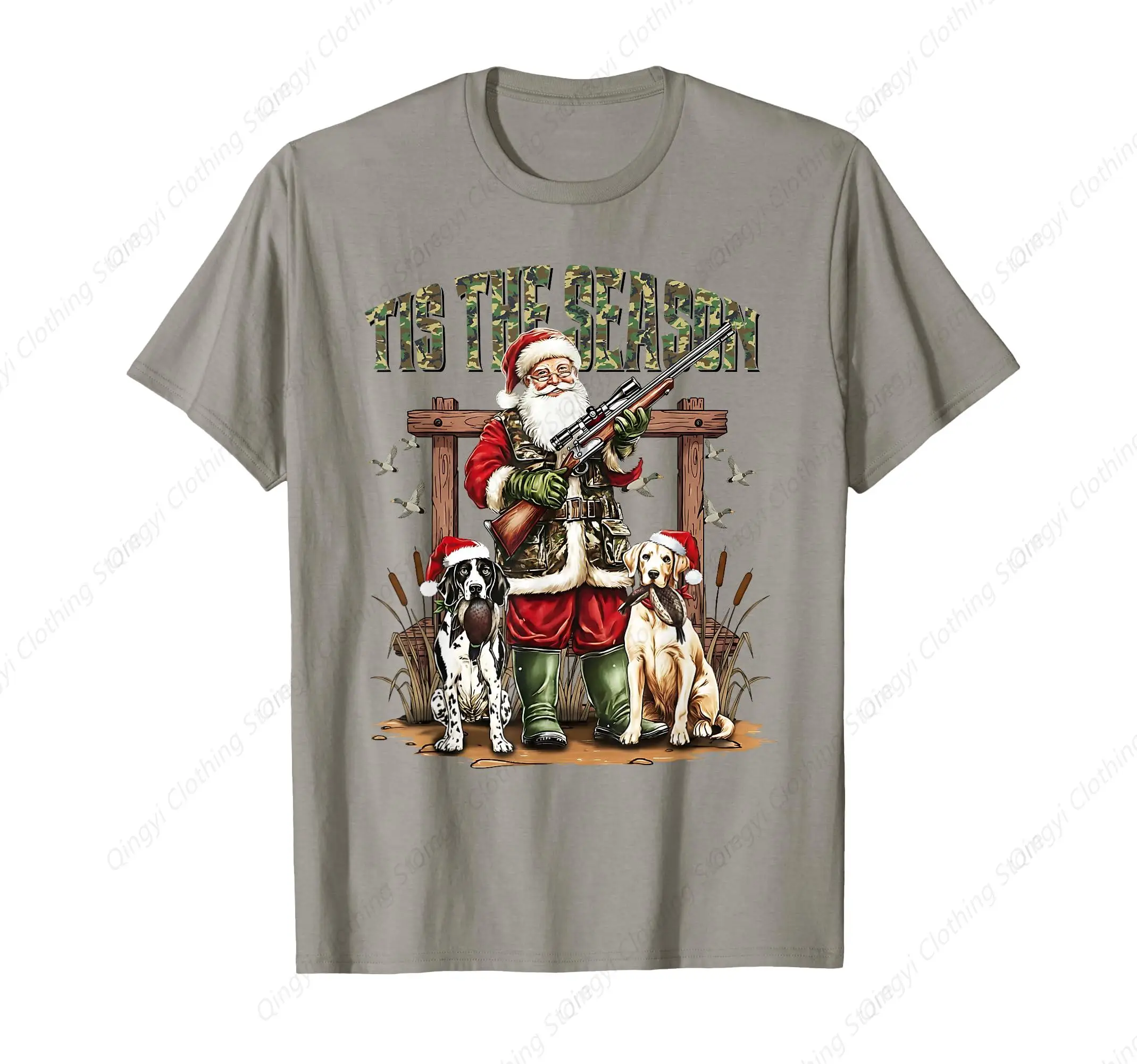 

Camo Santa The Season Hunter Christmas Hunting Dogs T-Shirt