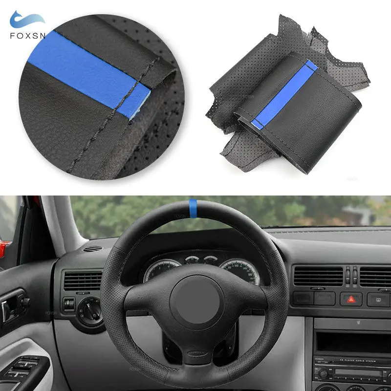 Image of Autozubehör Lenkradbezug Lederverkleidung für VW Golf 4 MK4 1998 1999 2000 2001 2002 2003 2004 Passat B5 1996–2005 alt