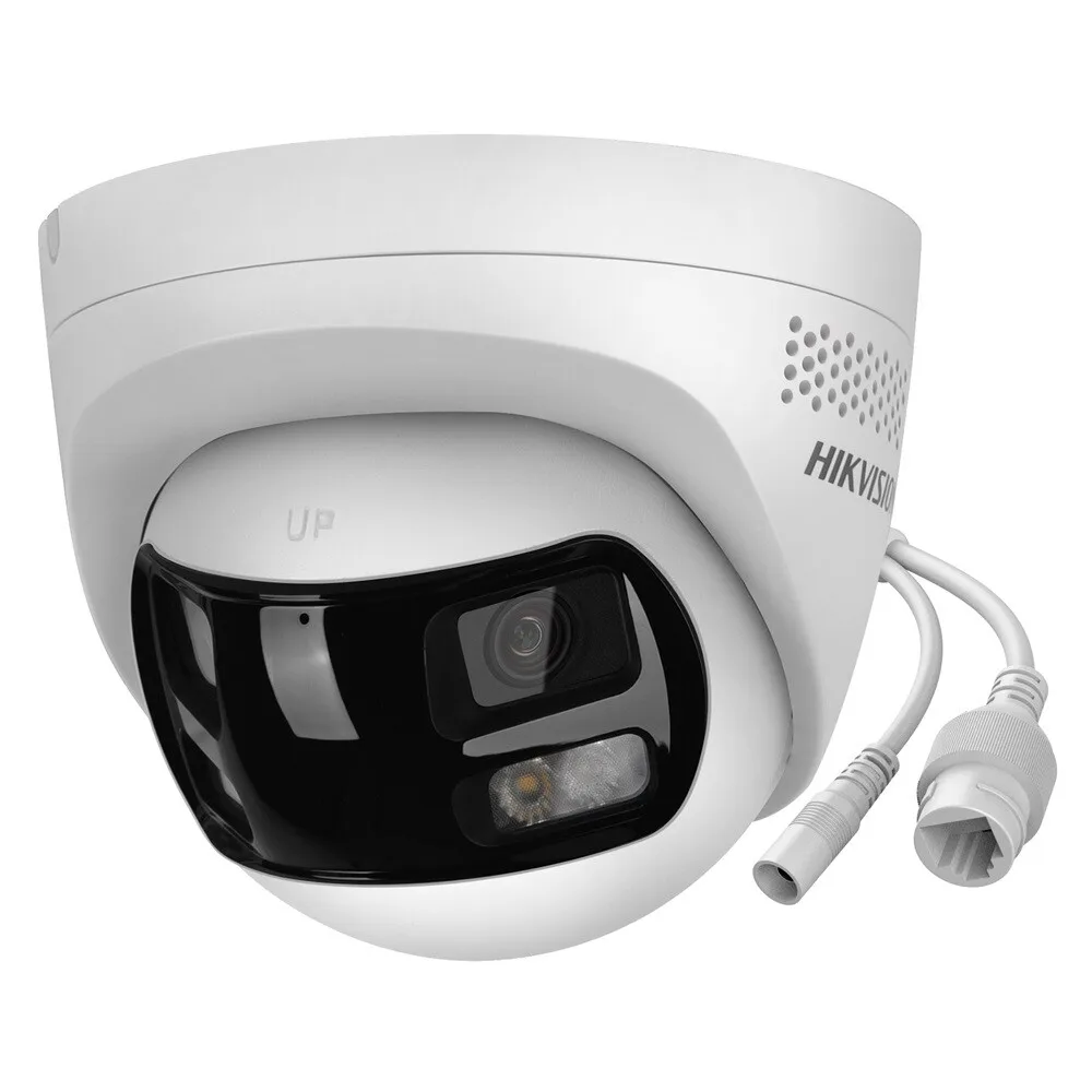 Hikvision Panoramic Smart Hybrid Light Active-Sound-Light-Alarm Eyeball DS-2CD1383G2P-LIUF/SL 8MP Turret IP Camera Dual Lens