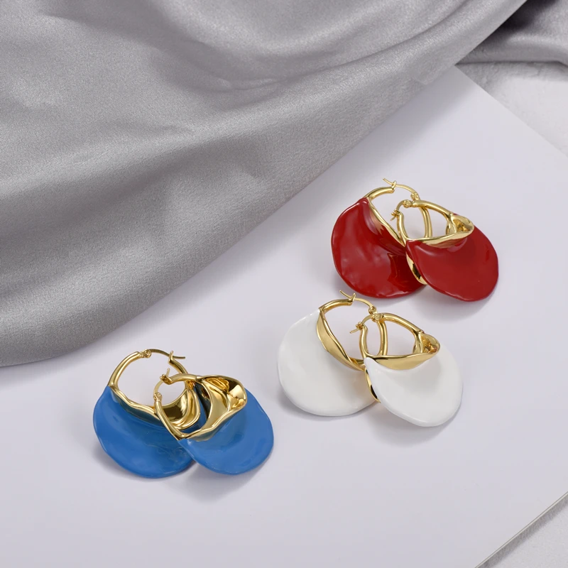 Europe America Enamel Colorful Earrings Women Fine Luxury Jewelry Designer Brand Gift Trend