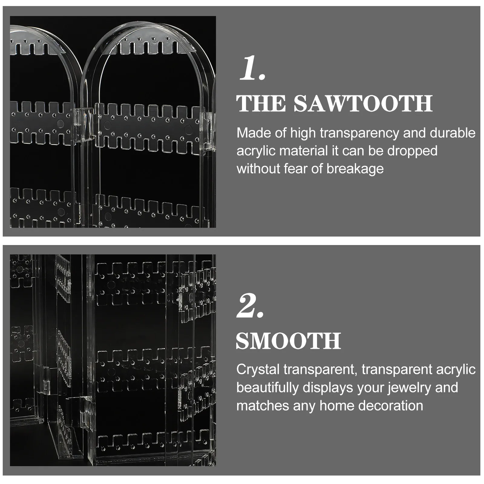 

Складная акриловая подставка для сережек, прозрачная настольная подставка для хранения и организации ювелирных украшений, держатель для ожерелий и сережек