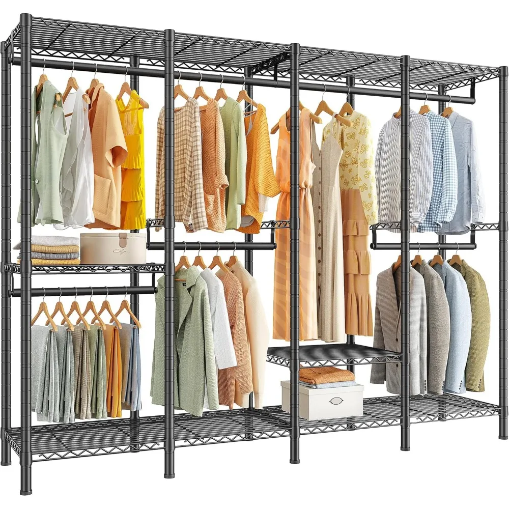 1150LBS Clothing Racks for Hanging Clothes, Wardrobe Closet Garment Rack Space Saver,  clothes racks