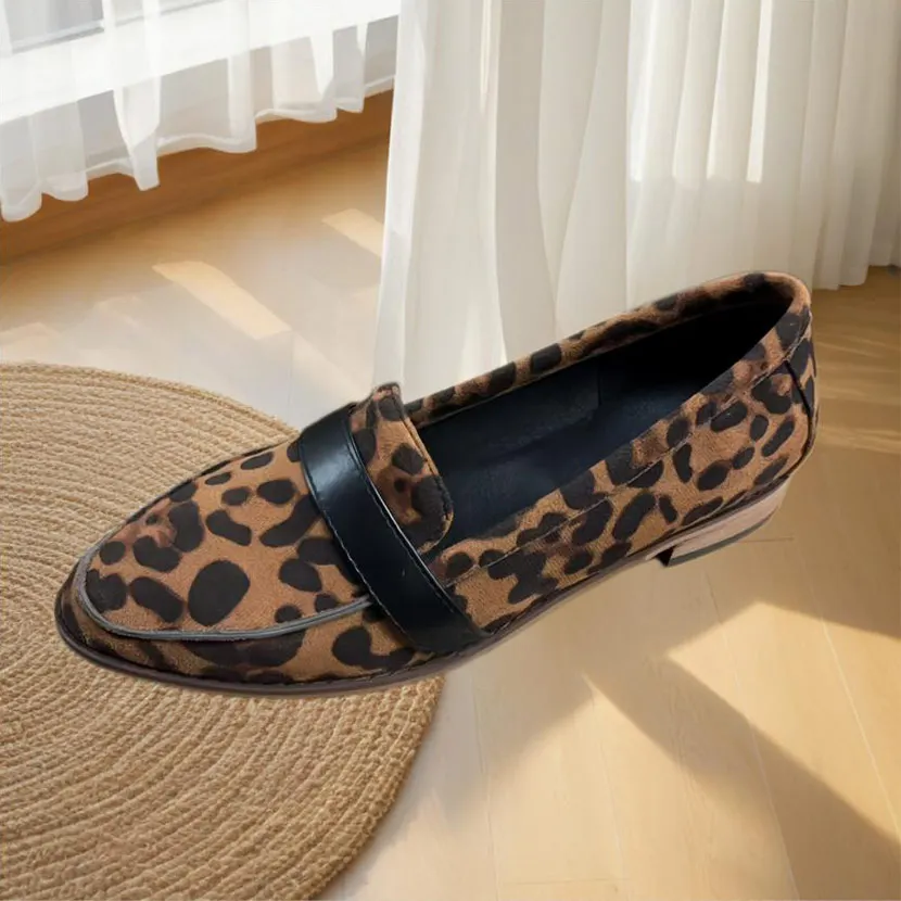 Women's Loafers Low Heel Shoes Slip on Pointed Toes Shoe Daily Wearing Comfortable Convenient Footwear Handmade Plus Size 44 45