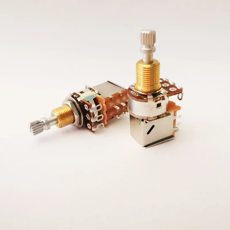 1Pcs Gitaar Push/Push Potentiometer A250K/B250K/A500K/B500K Messing Korte Lange Split Shaft Nieuwe versie Geen Trek Meer