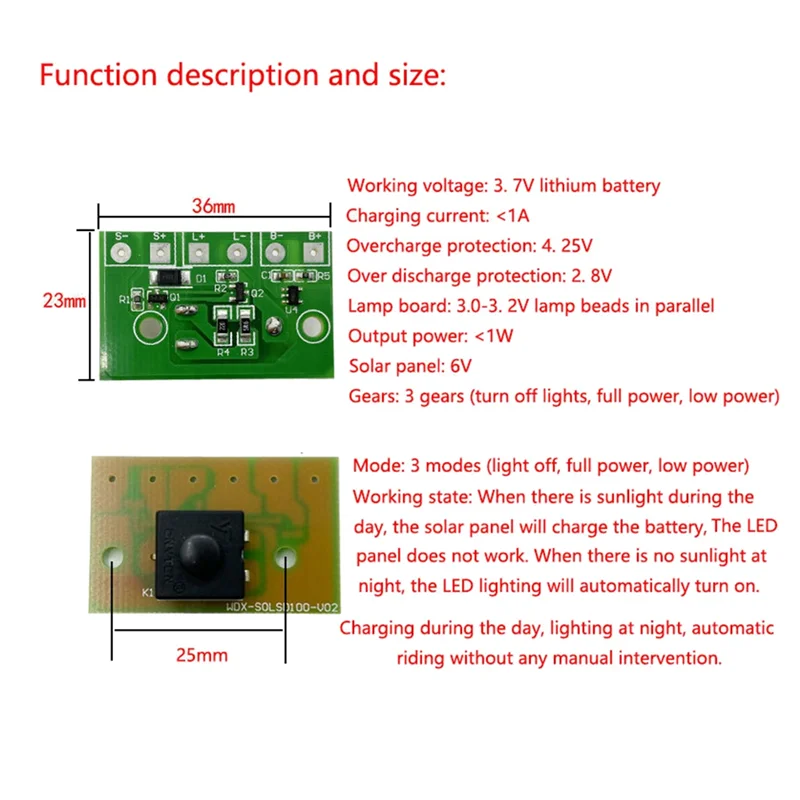 Reliable Solar Lawn Light Controller Board 3.7V Lithium Battery Solar Spotlight Light Solar Light Circuit Board with Switch