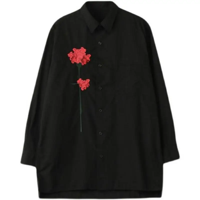 

Japanese diablo department luxury high quality goth niche designer joint old money style new Chinese style embroidered shirt