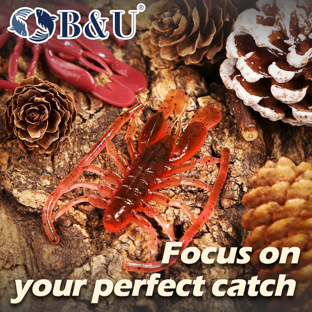 

B&U Soft Plastic Lures Larva Bug Soft Lures Shrimp Fishing Lure Craw Freshwater Swimbaits Silicone Soft Bait Worm bait