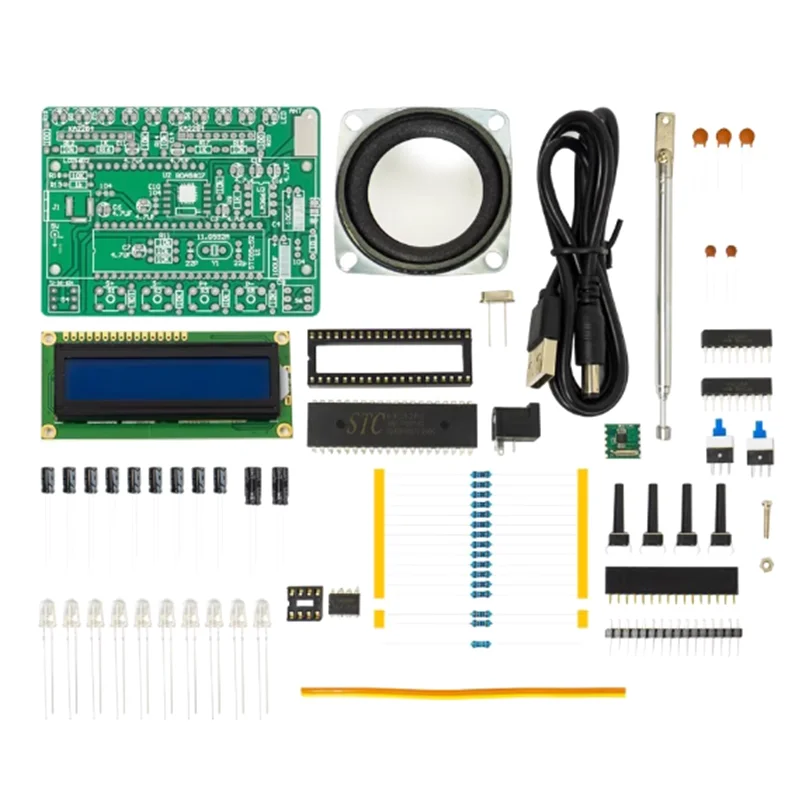 FM Radio Kit with LED Flashing Lights Soldering Practice DIY Radio Kits LCD Display FM 87-108MHz Digital Radio Kit for Learning