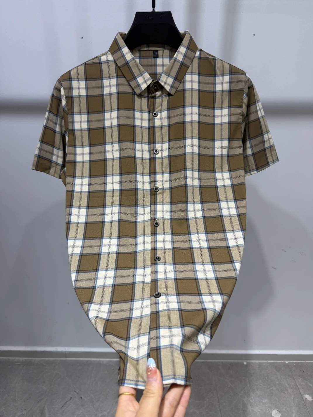 High Quality Men's Plaid Shirt Summer New Arrival Short Sleeve Turn-down Collar Versatile Cool Personality Advanced Feeling