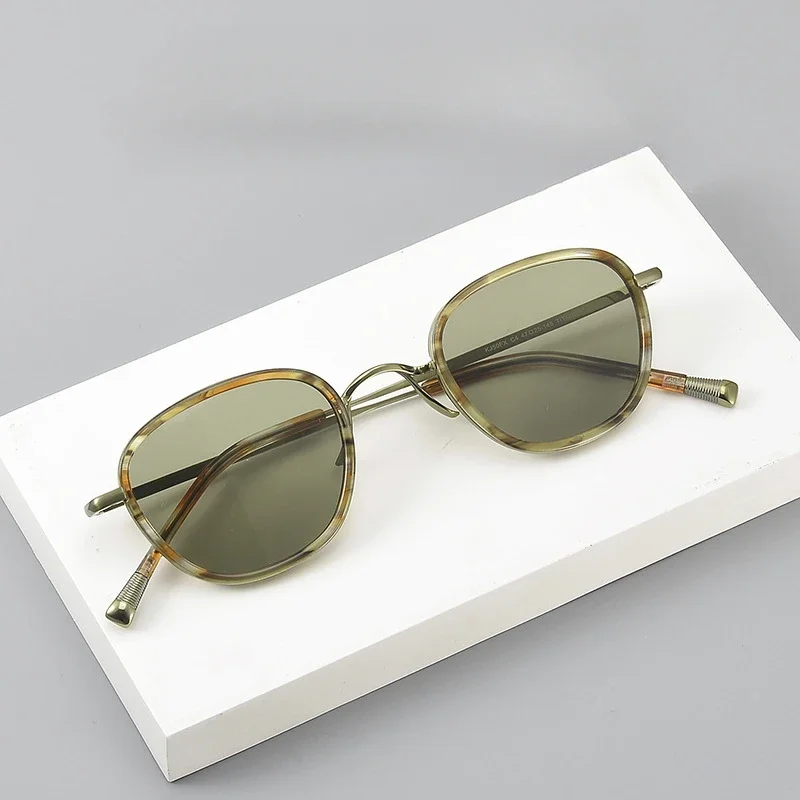 

Japanese KJ50FX Oval Sun Glasses for Men and Women Anti-Reflection Frames Titanium Handmade Brand Design Acetate Sunglasses