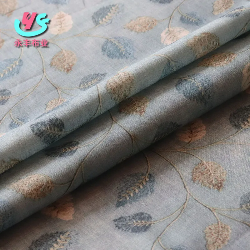 

Fallen leaves return to their roots Ramie Cloth Printed Fabric For Dresses Robe Summer Thin wholesale linen fabric