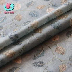 Fallen leaves return to their roots Ramie Cloth Printed Fabric For Dresses Robe Summer Thin wholesale  linen fabric