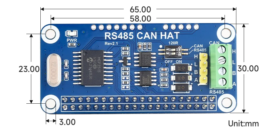 RS485 CAN HAT, para Raspberry Pi, permite comunicação estável de longa distância, suporta placas da série Raspberry Pi