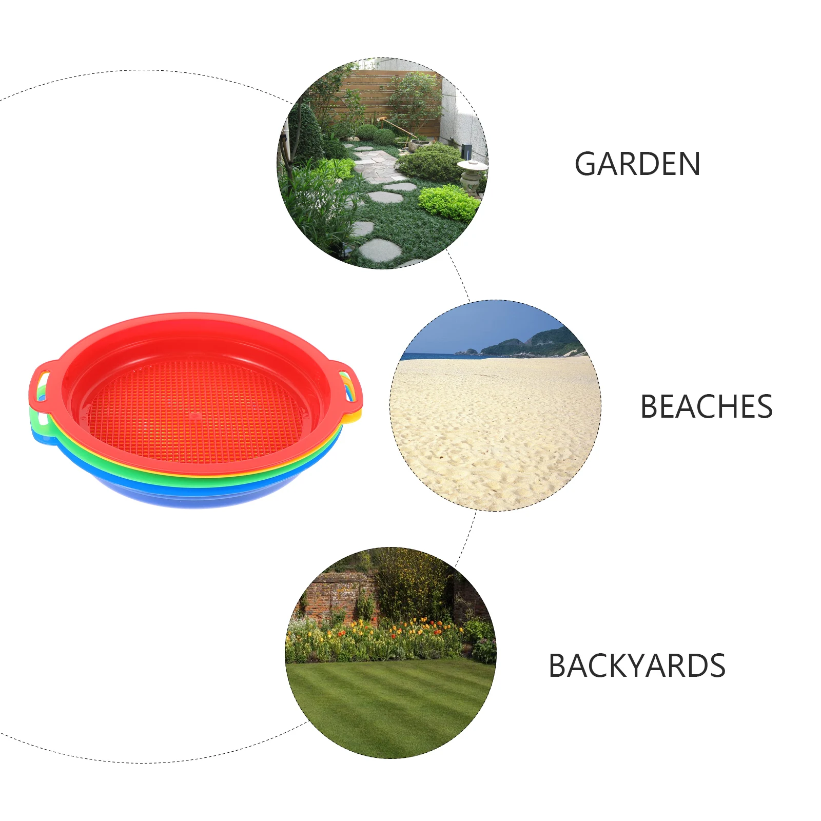 

4pcs Gardening Sieve Soil Sifter Mesh Sand Filter Pan Reusable Lightweight Durable PP Plastic Portable Garden Hand for Dirt