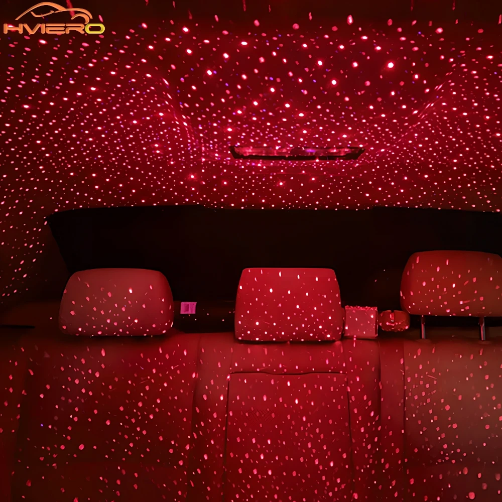 Car Roof Star Lights Interior USB Mini LED Starry Sky Projector Auto Lamp Decoration Night Galaxy Laser Home Atmosphere Lantern