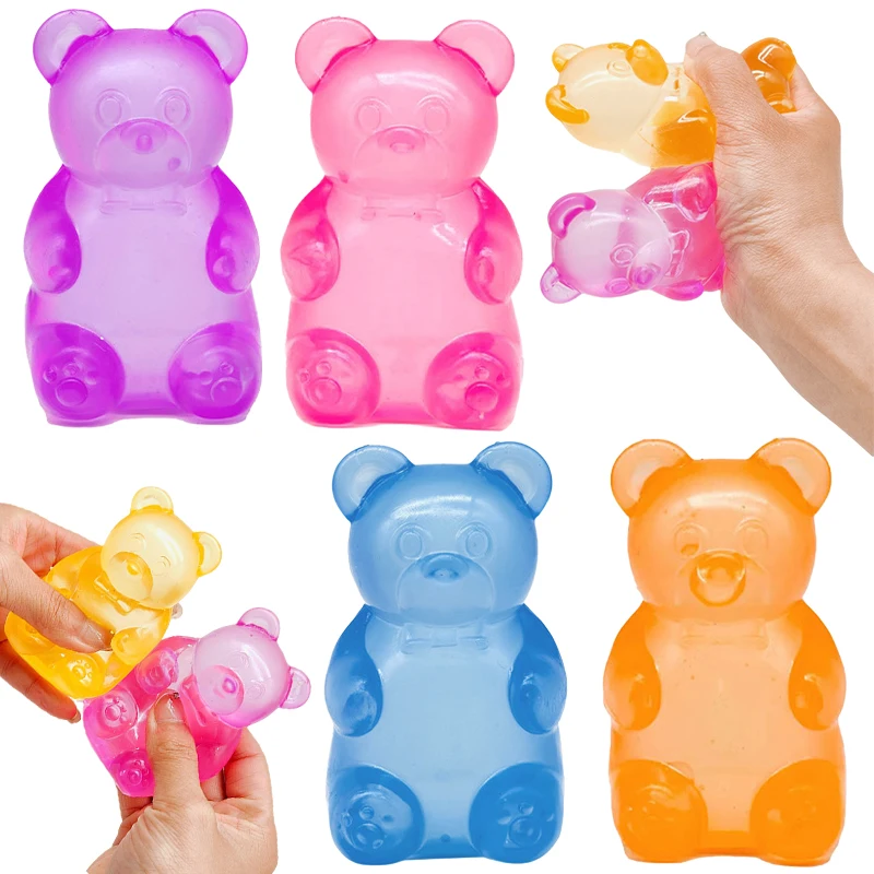 Cute Bear Pinching Music Decompression Mud Colorful Sensory Toy Ornament