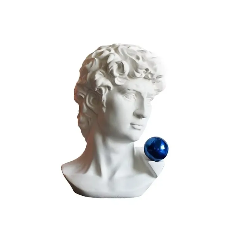 Meijian Resin David Venus Head Statue Home Living Room Sculpture Figurines Decoration Office Desktop Crafts Home Decor