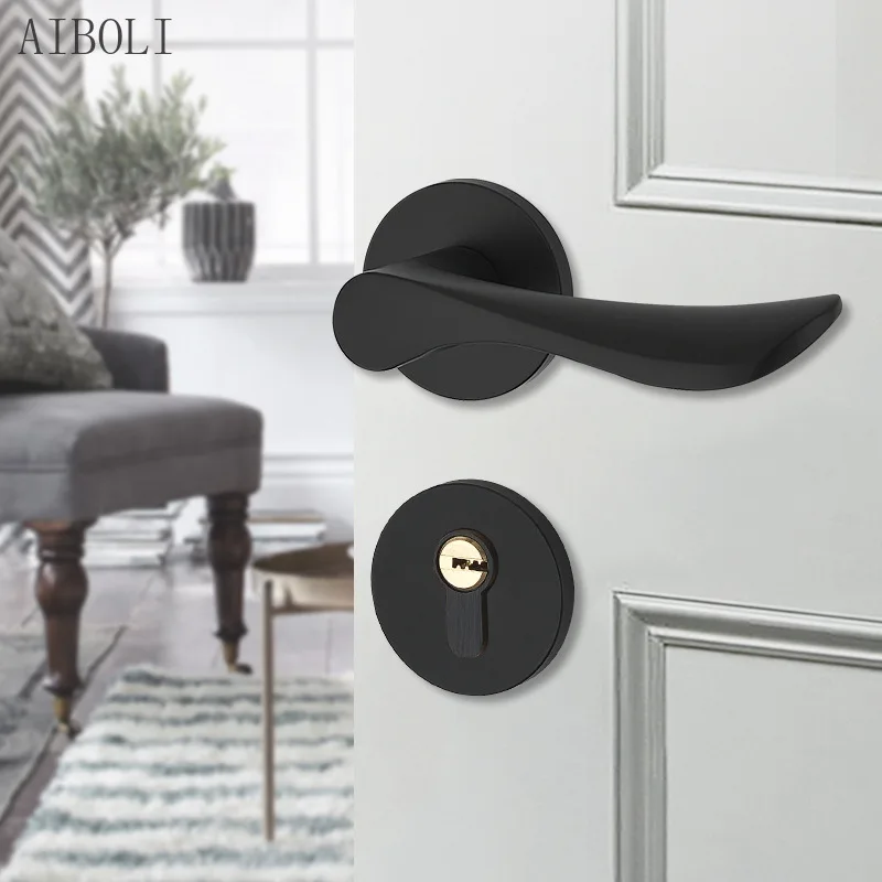 

Space Aluminum Door Lock Lock Indoor Bedroom Mute Magnetic Bathroom Door Lock Split Wooden Door Handle Locking System