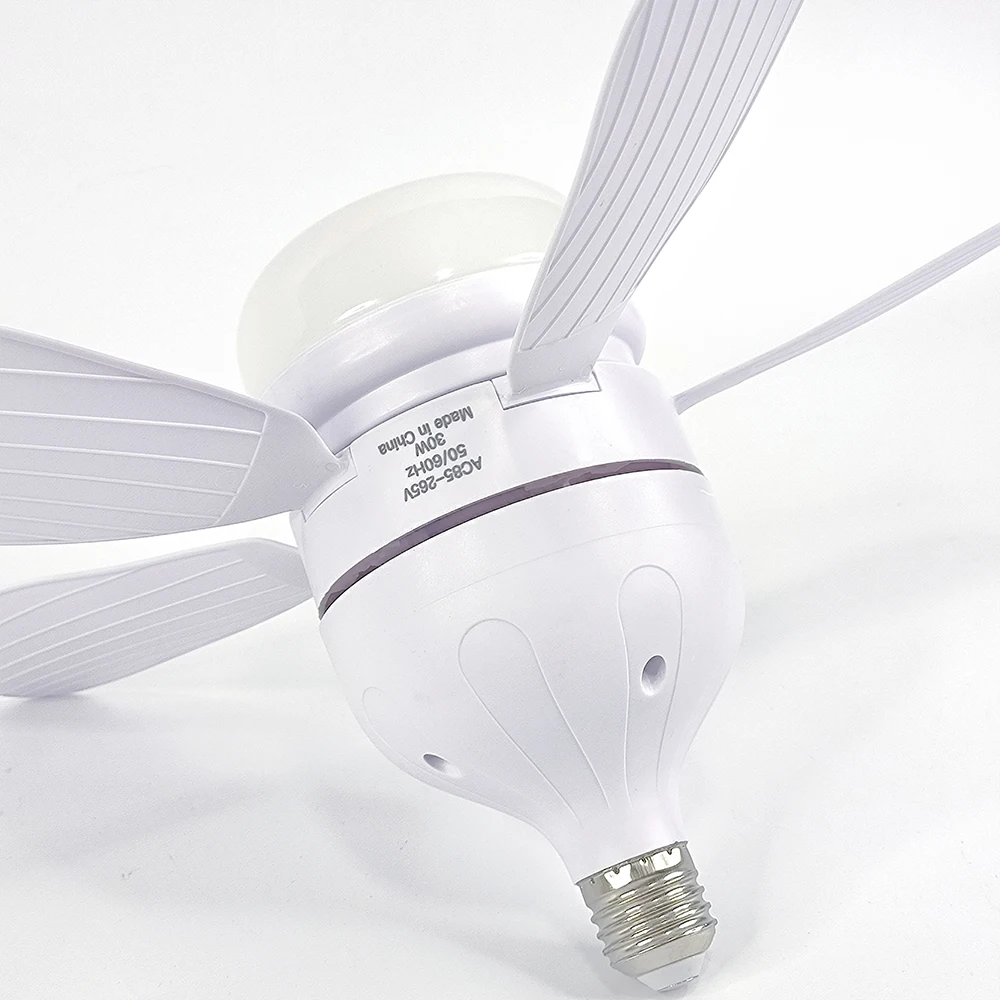 MARPOU E27 ventilatore da soffitto lampadina a LED 30W AC85-265V telecomando dimmerabile muto 3 velocità decorazioni per la casa camera da letto