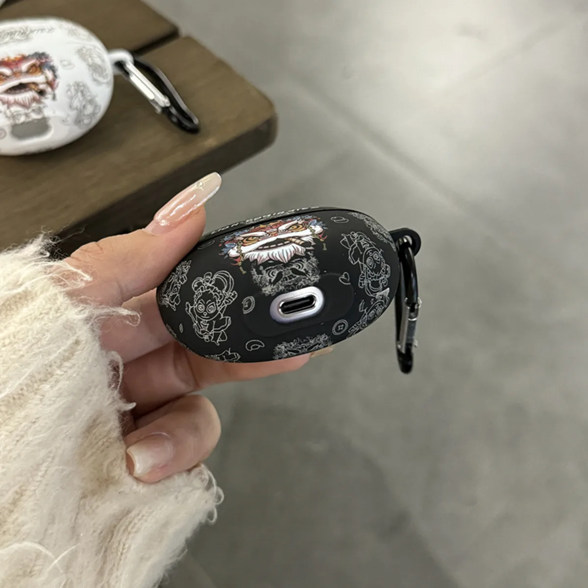 Чехол для наушников для Huawei FreeClip, милый крутой узор льва, дизайн, наклейка с кристаллами, чехол для гарнитуры с крючком для Huawei FreeClip