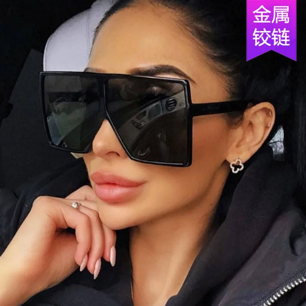 

2023 New Street Photo Trend Sunglasses Box Metal Hinge European Retro Large Frame Sunglasses