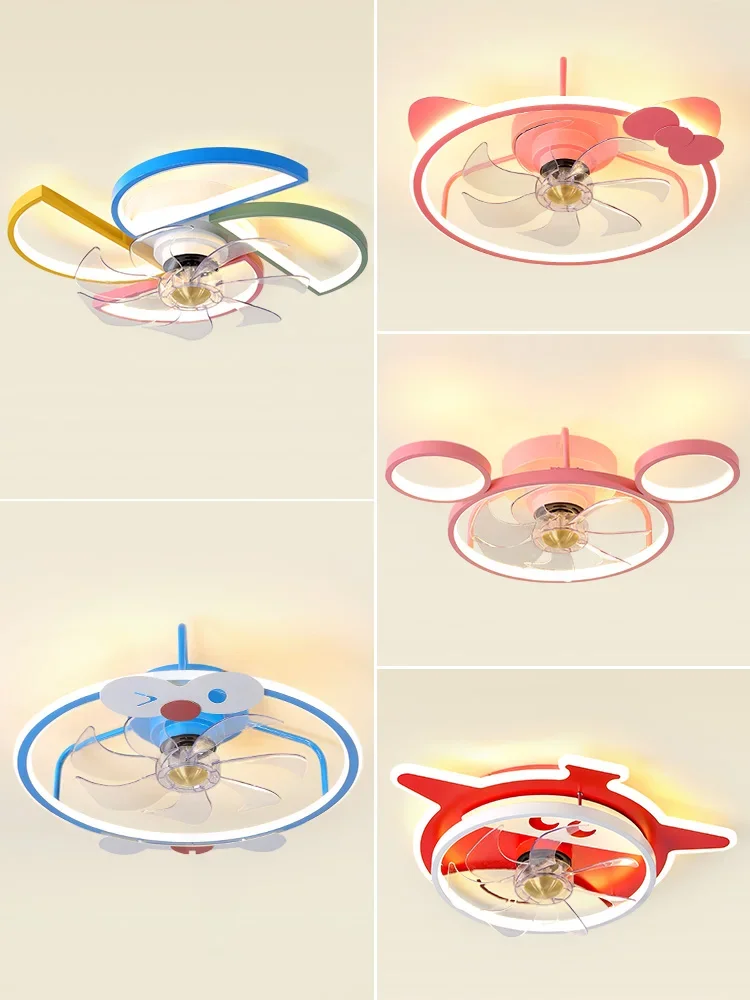 Children's Room Light Cartoon Fan Light Nordic Warm Male and Female Room LED Fan Light Bedroom Ceiling Light
