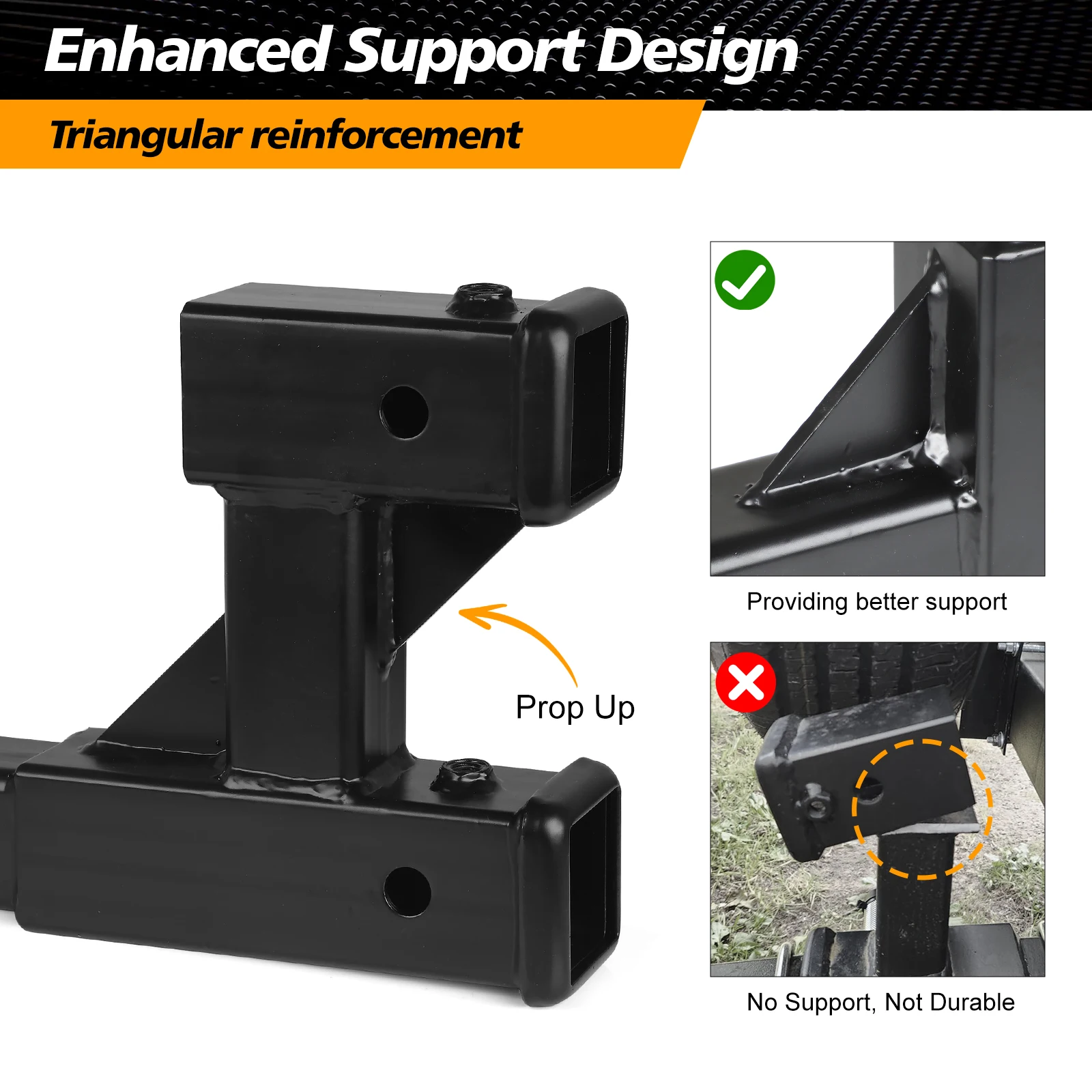 Double Hitch Receiver 2 inch Trailer Dual Hitch Extension Riser Hitch Adapter 9.84 inch Max Length 3000KG GTW