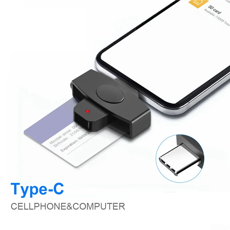 

5X CSCR3 Smart CAC Card Reader Type-C Bank Tax Declaration SIM Card/IC Card ID Card Reader