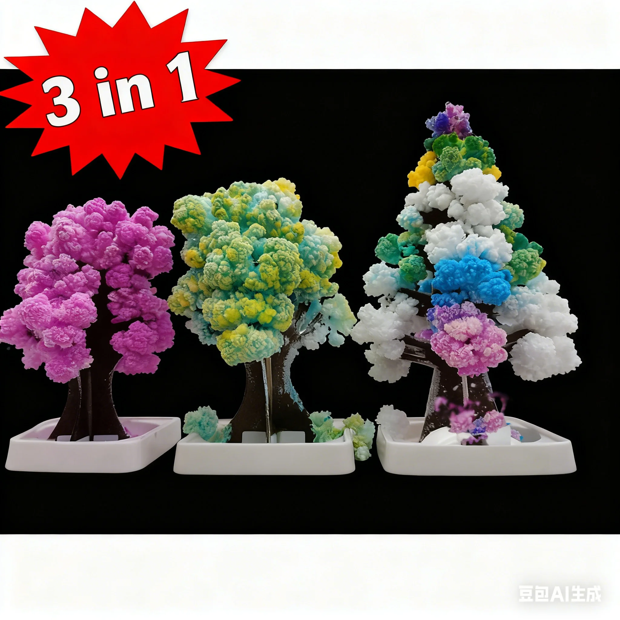 

DIY Paper Art Tree Bloom and Grow 3-in-1 Set, Magic Christmas Tree Children's Toy Experiment Kit