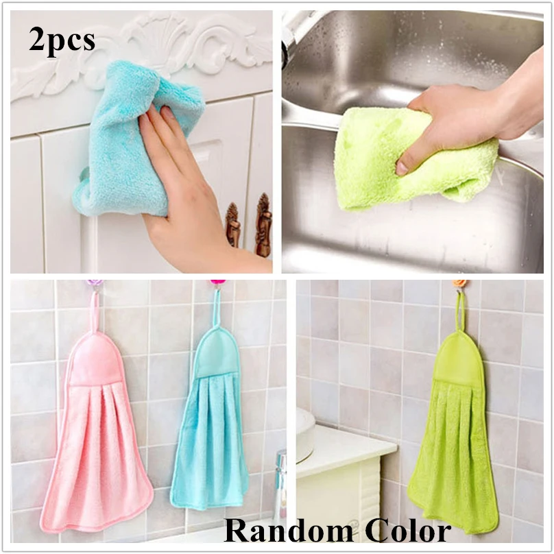 

2 Pcs Super Soft Absorbent Kitchen Cleaning Towel Non Stick Oilproof Dish Cloth Multi Purpose Wash Cloth Hanging Clean Cloth