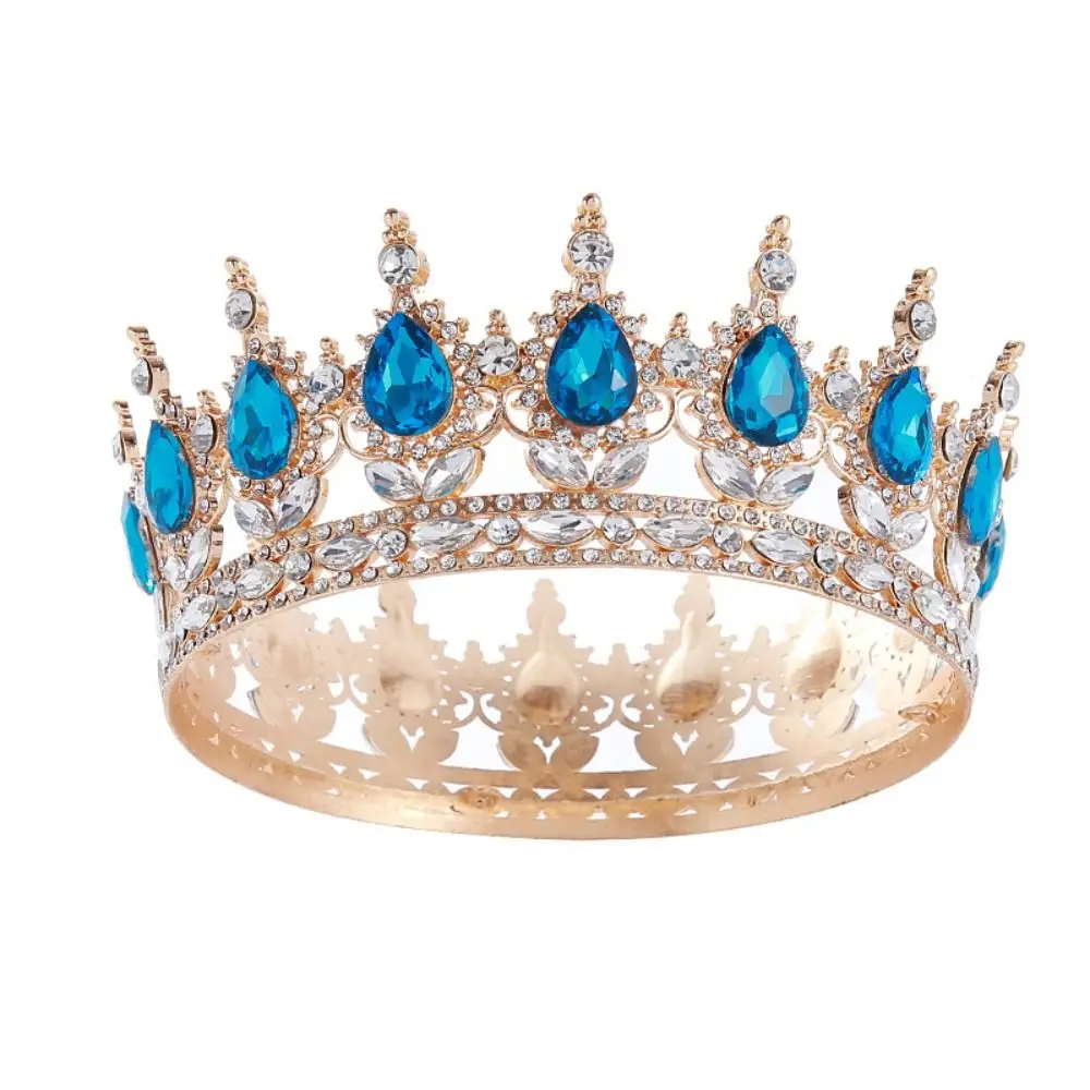 حجر الراين الباروك تماشا التيجان كعكة زينة جولة الملكة الأميرة تيارا الفاخرة كريستال الشعر مجوهرات التيجان الزفاف