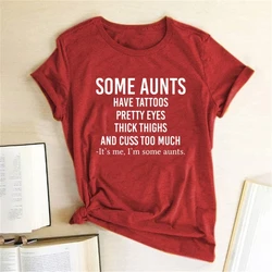 some aunts have tattoos aunts t shirt funny sayings letter printed graphic tee tops aunt life gift shirt