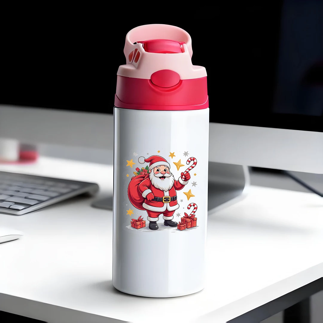 

304 Stainless Steel Insulated Cup + Cartoon Santa Claus Straw Cup Children's Insulated Cup Christmas Gift Set