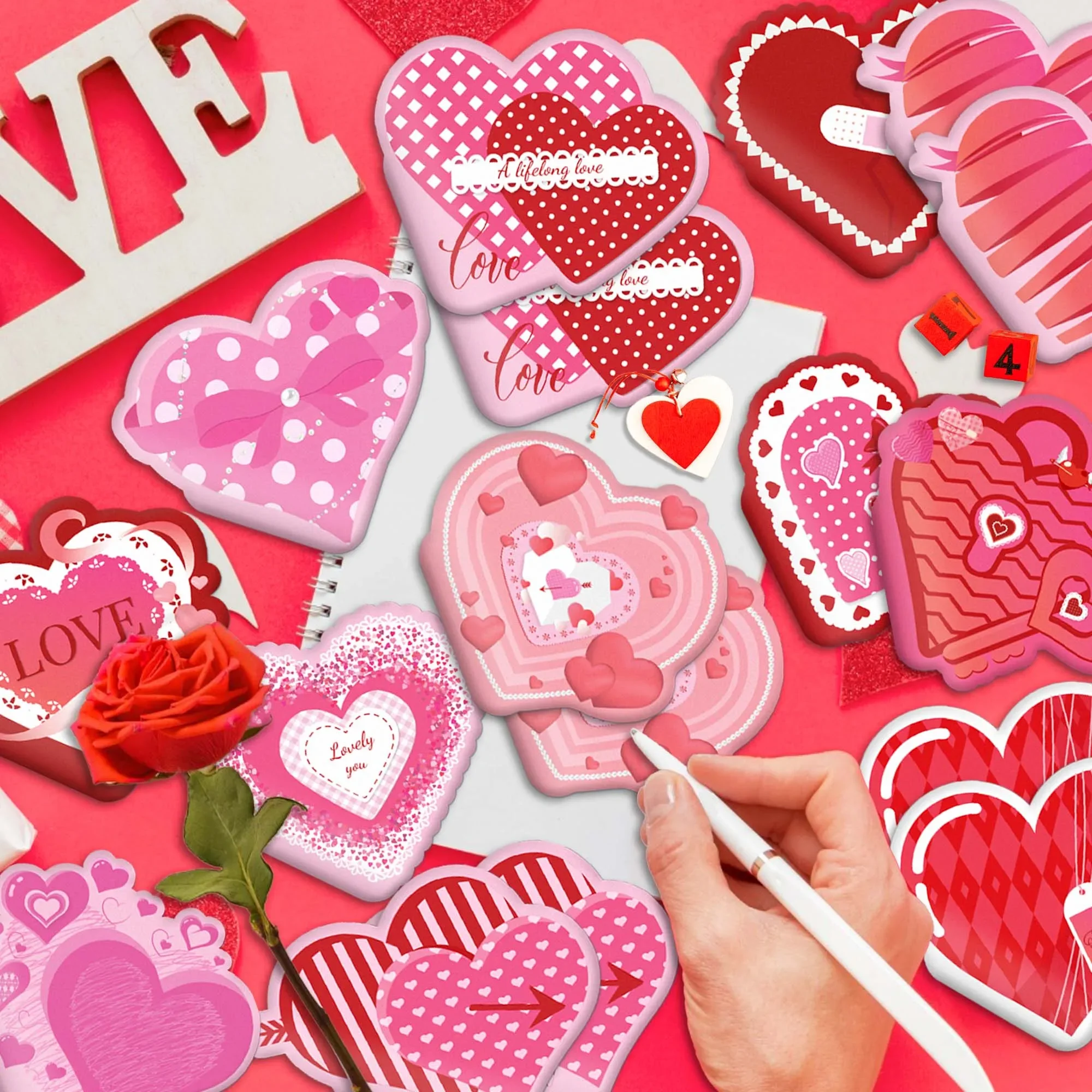 12/24pcs Heart Love Mini Notebooks Pocket Notepads Small Journal Birthday Christmas Valentine Party Favors Gift School Supplies