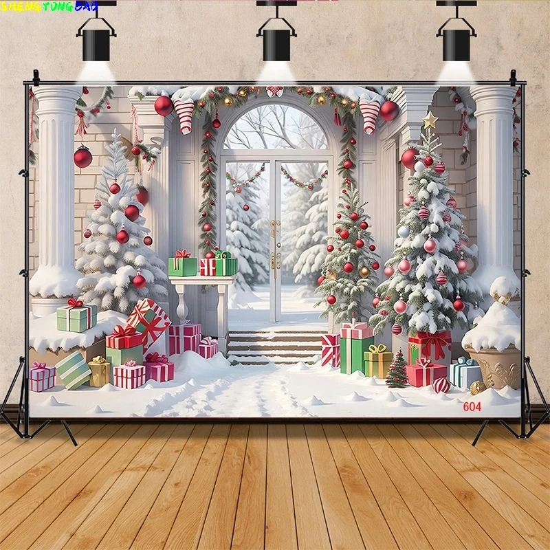 Vinyl Custom Christmas Day Photography Backdrops Happy Magic Xmas Eve New Year Candy Fireplace Studio Background Props JD-03