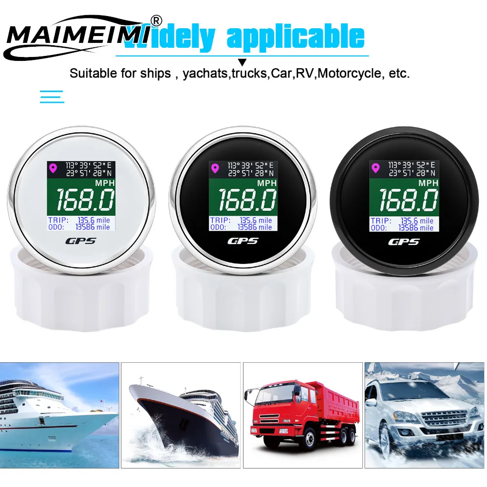 

52 мм цифровой GPS-спидометр TFT экран Trip ODO Mph Knot км/ч измеритель скорости GPS-антенна для автомобиля, лодки, мотоцикла, 12 В/24 В