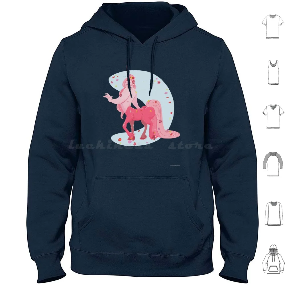 Spring Florals In Pink Hoodies Long Sleeve Unicorn Fantasy Man Hunk Pink Floral Flowers Spring Centaur Cute Fantasia