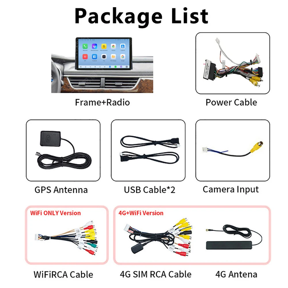 10 Inch 8+256GB 2 Din Android Car Multimedia Player for Dongfeng Fengguang Glory 580 WiFi 4G Carplay Autoradio GPS Radio