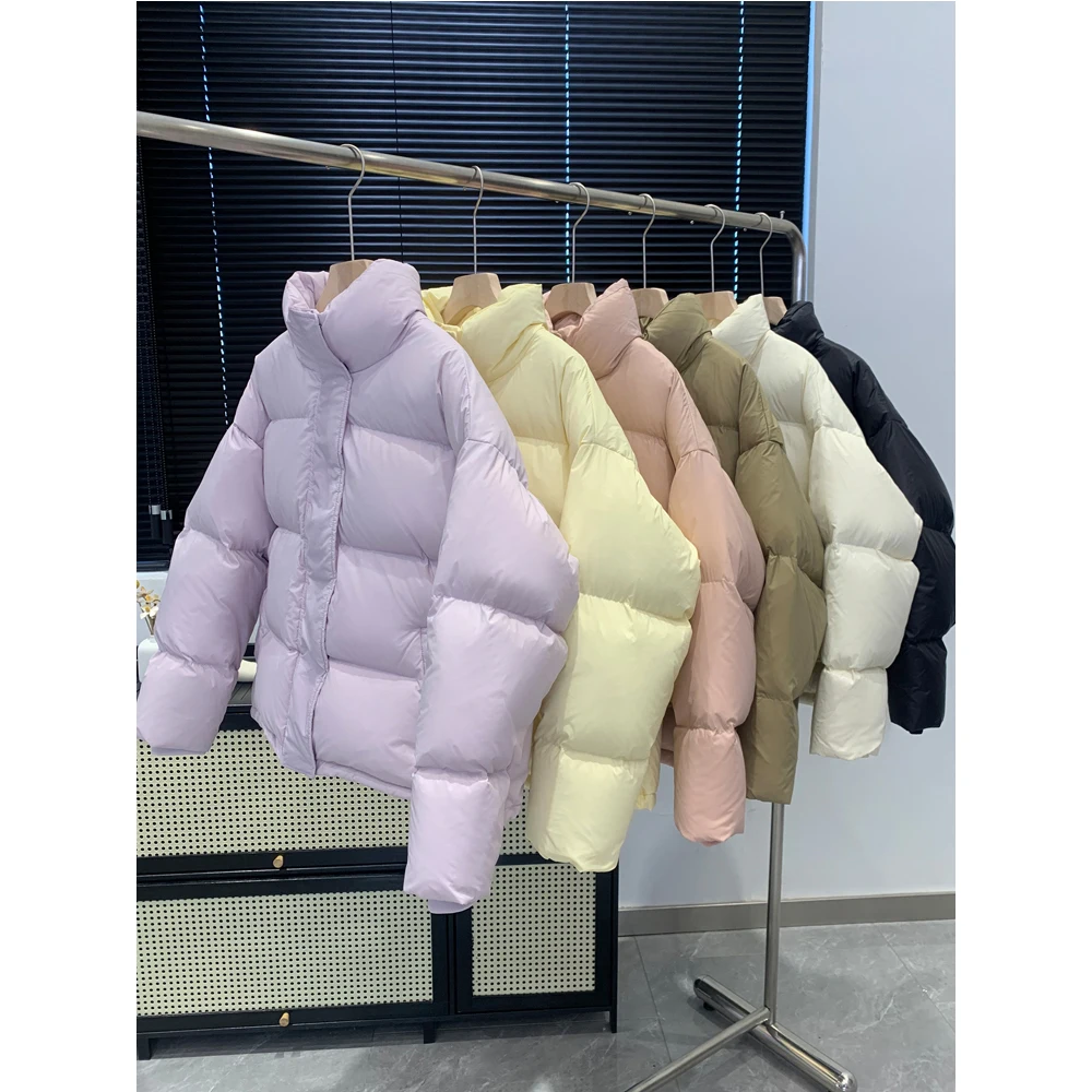 

Women Fashion Solid Down Coat Solid Turtleneck Long Sleeve White Duck Puffer Jackets Female Winter Simple Versatile Outerwears