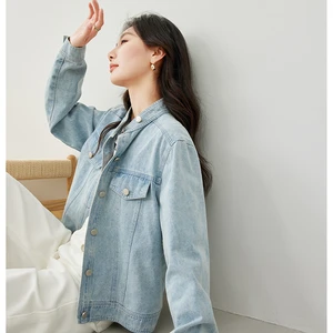 Vimly-Light Blue Jeans für Frauen, Cottable Coll mit Baumwolle, kurze Jeansjacke, loser Casual Coat, Frühling, 30126, 2024 8 Hauptverkäufe Frauen hellblauer Mantel - №6