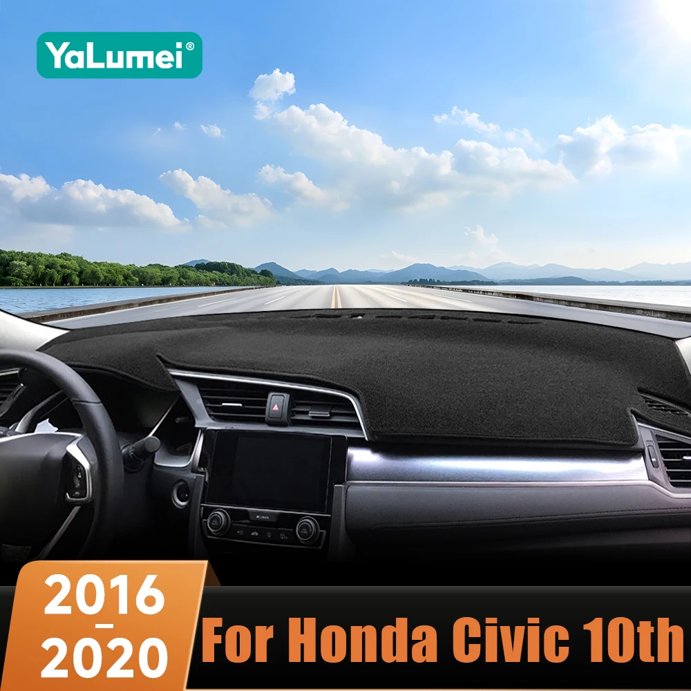 Auto-Armaturenbrett-Abdeckung, vermeiden Sie Lichtpolster, Sonnenschutz, Anti-UV-Teppiche, rutschfeste Matten für Honda Civic 10. 2016 2017 2018 2019 2020