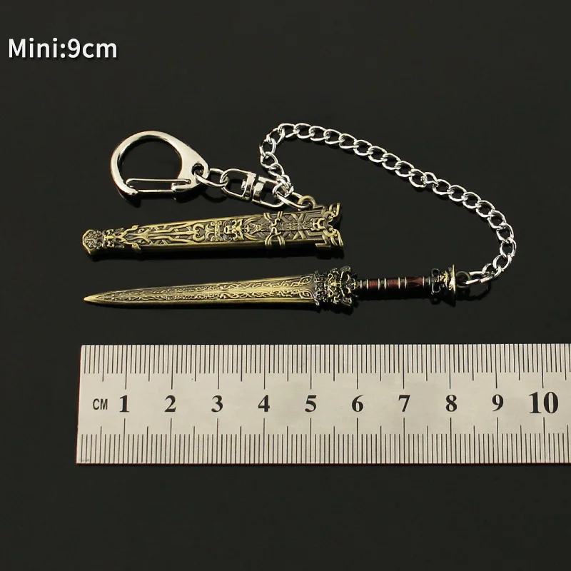 China Ancient sword Fengshen KeyChain Katana Ancient Han Sword Weapon with Sheath Metal Weapon Toy Key Chain for Boys