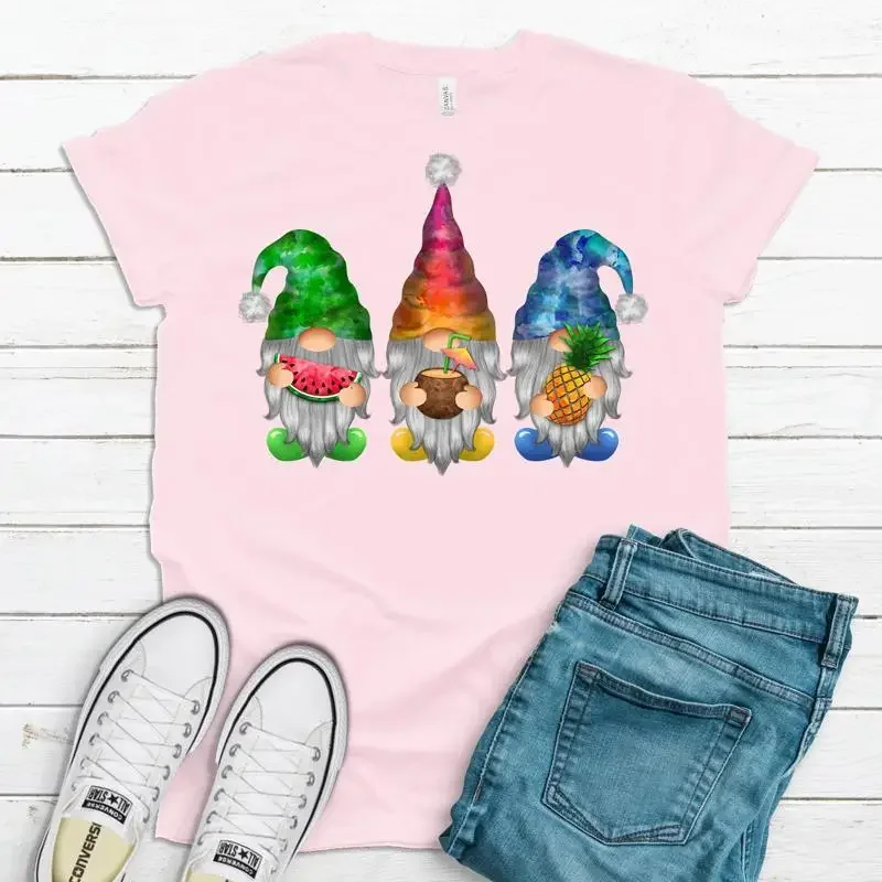 Super Cute Summer Gnomes Watermelon Pineapple Coconut Premium SofT T Shirt Plus Sizes 2x 3x 4x Available Vacation Beach