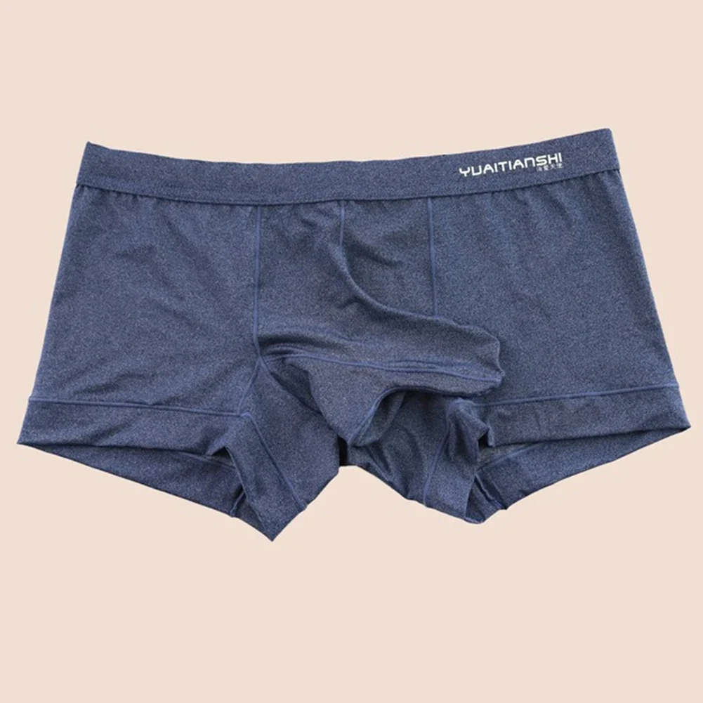 Men's Sexy Antibacterial Mid-Rise Boxer Brief Solid Color Breathable Separation Pouch Underwear for Men Fashion Daily Underpants