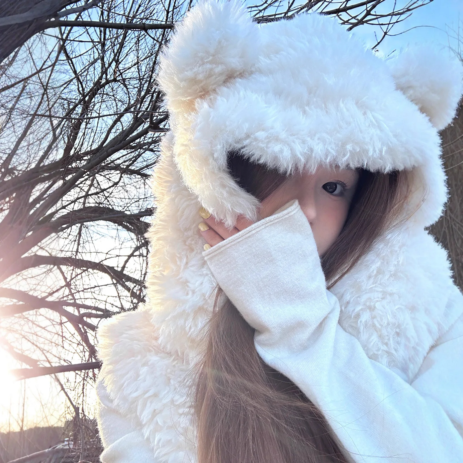 النساء فو الفراء معاطف قصيرة سترات جاكيتات معطف مقنع أكمام سميكة الدافئة Y2k الشارع الشهير سترة أنيقة العمل سترة الخريف الشتاء