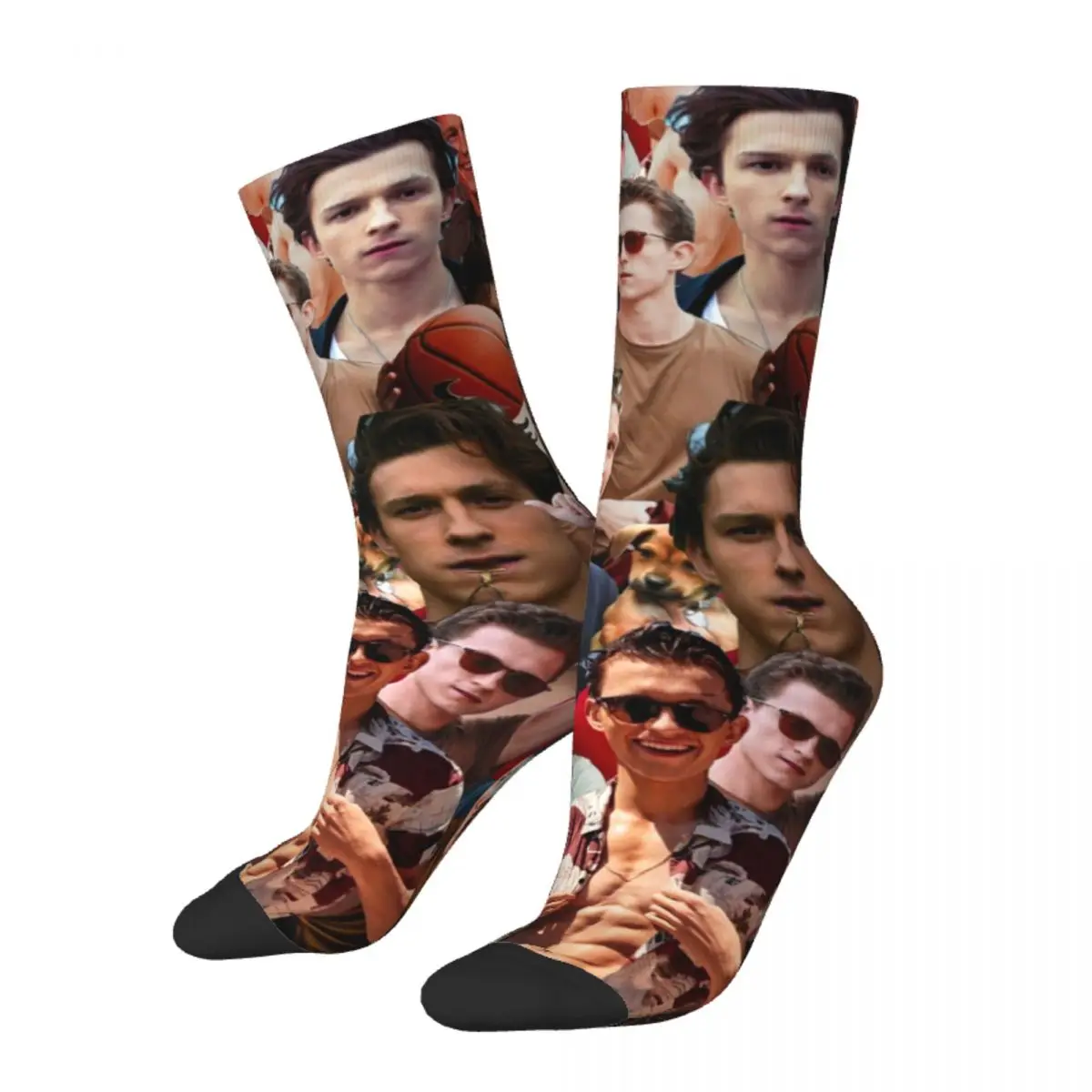 

Tom Holland Photo Collage Socks Men's Women's Fashion Socks Harajuku Spring Summer Autumn Winter Middle Tube Socks Gifts